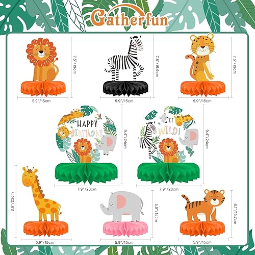 Miniatura 2 de Decoraciones de cumpleaños de safari, centro de mesa  Suministros de fiesta temática de animales de la selva, adornos de mesa de panal para