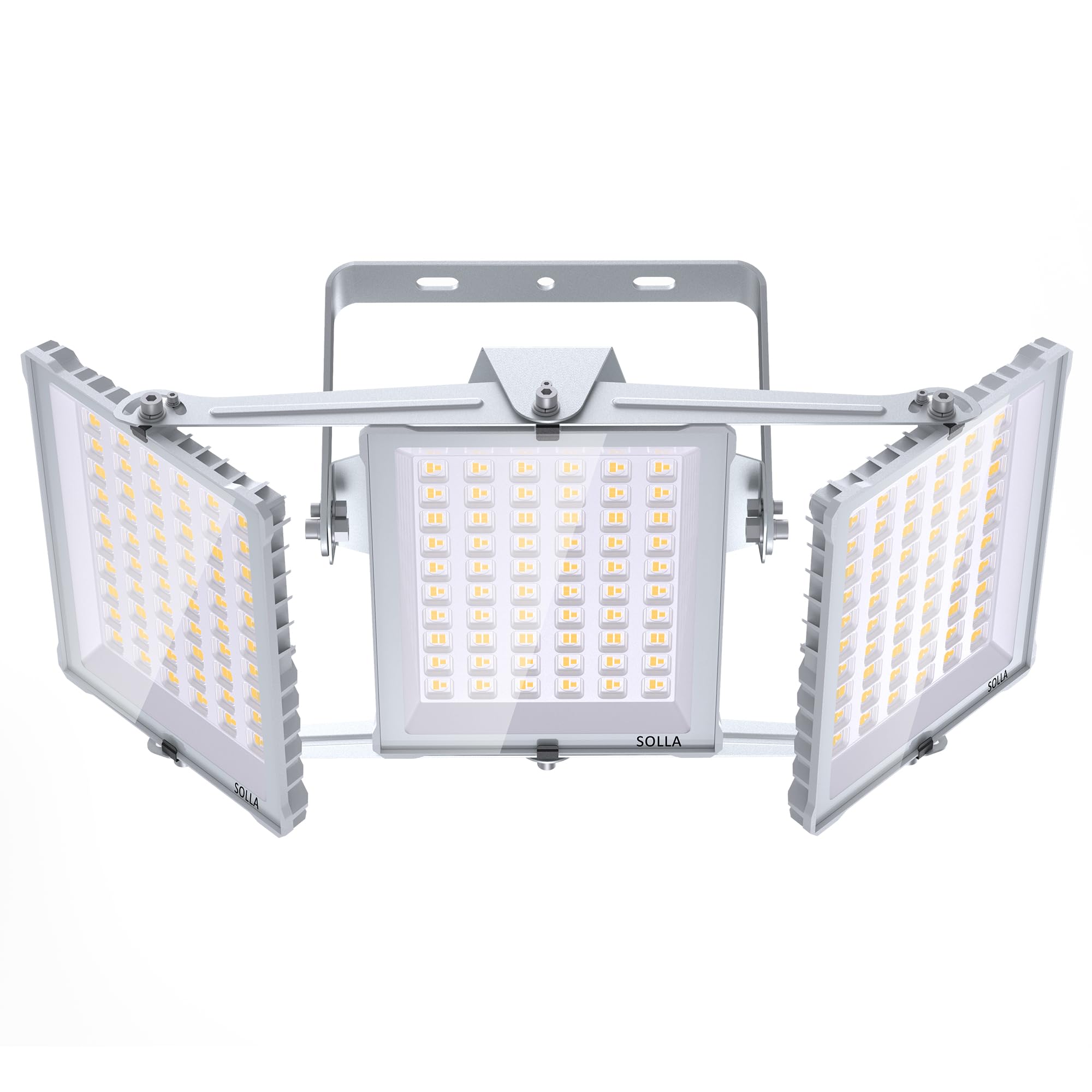 SOLLA 450W 2025 Plus New Upgraded LED Outdoor Flood Light, 45000LM 6000K Daylight White IP66 Waterproof, Stadium Lights, 3 Heads Adjustable Outdoor Floodlight for Yards, Patios, Street-Grey