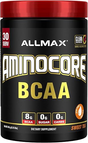 Miniatura 12 de ALLMAX Nutrition AMINOCORE BCAA en polvo, 0.29 oz de aminoácidos, bebida de recuperación intra y después del entrenamiento, sin gluten, limonada