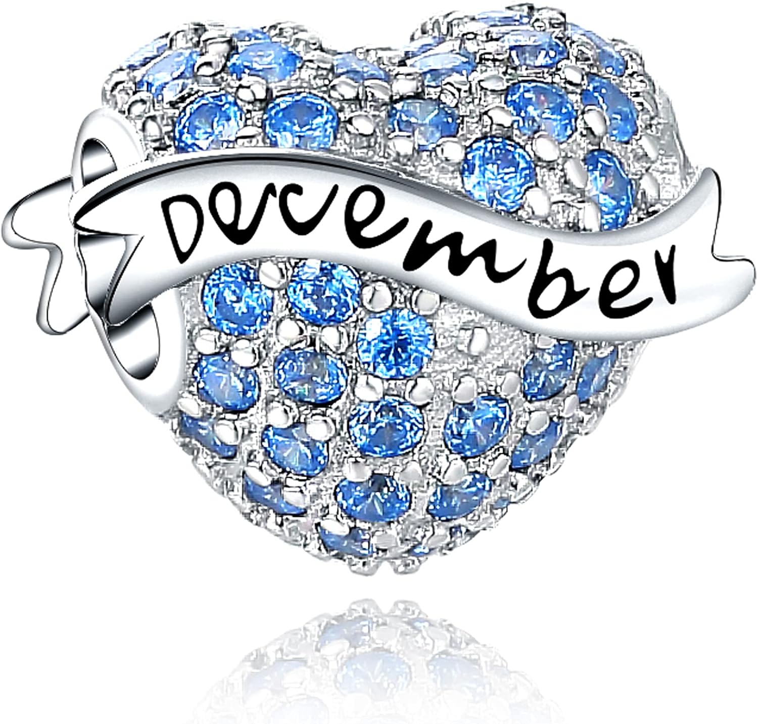 Birthstone Charms 925 Sterling Silver Love Heart Beads Fit Pandora Charms Bracelet, Fit Mother's Day Christmas Birthday Gift