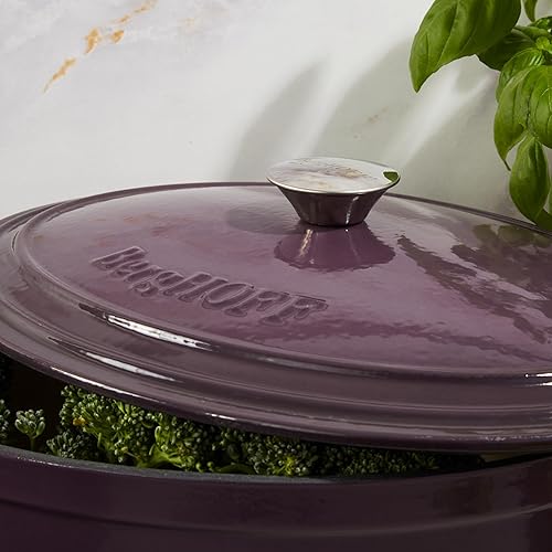 Miniatura 5 de BergHOFF Olla de hierro fundido Neo con tapa, morado, 8 cuartos de galón.
