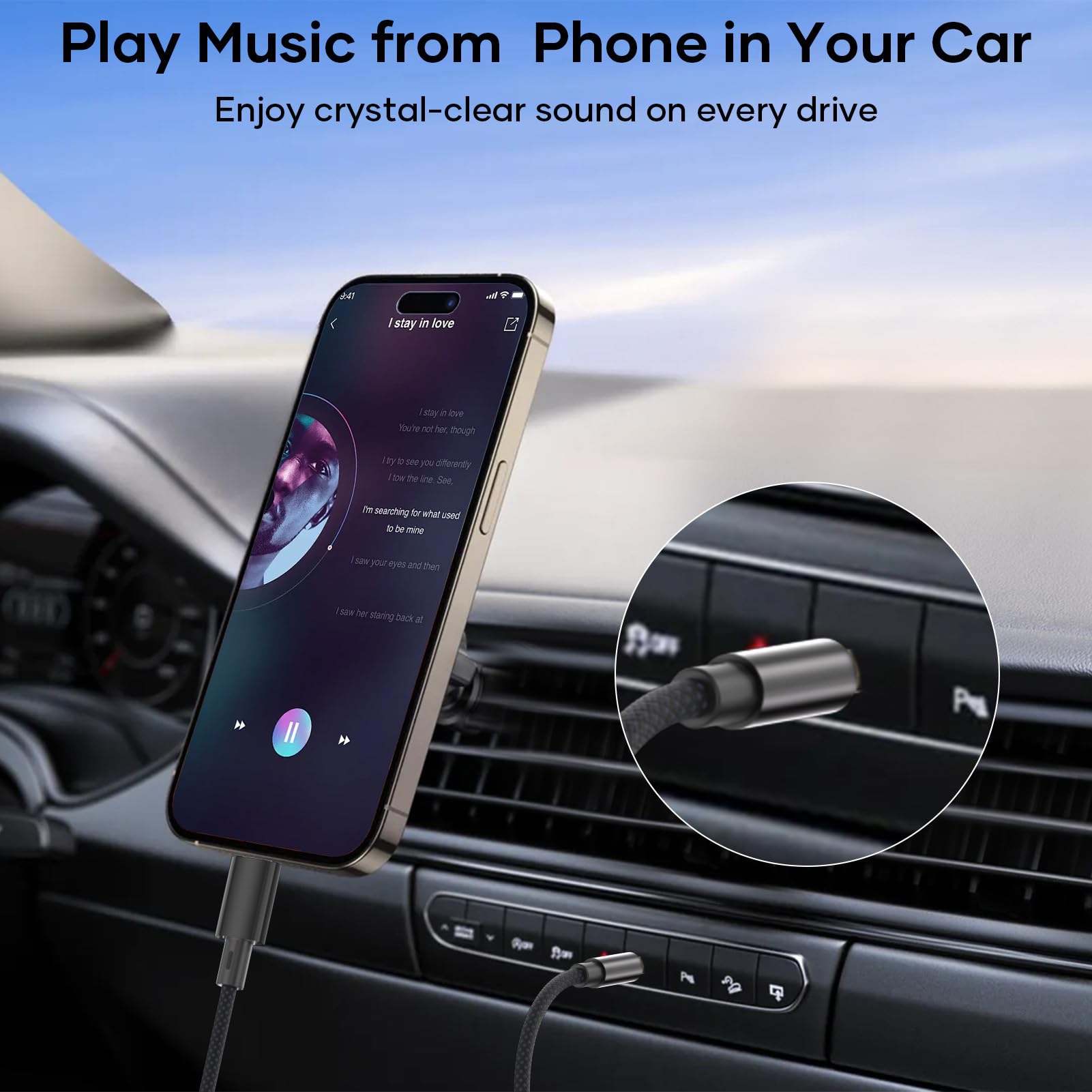 Cable Jack i Phone 1,2M Cable i Phone Jack 3.5mm Aux [Certifié MFi] Lightning Audio Câble Auxiliaire Voiture Compatible avec iPhone 14/13/12/11 pour Autoradio/Casque/Enceinte, Noir