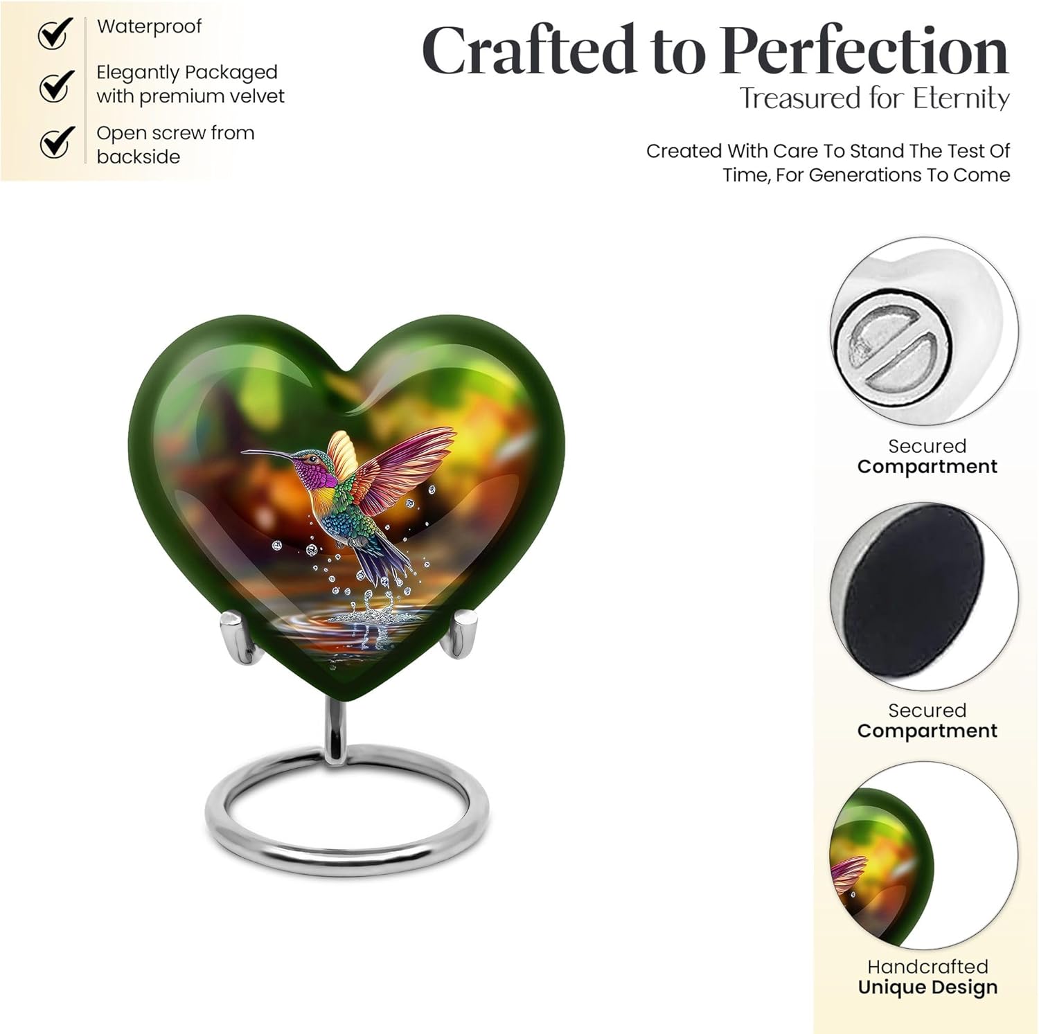 Hummingbird Urn for Ashes for Women Mom - Mini Urn for Human Ashes Adult Male - Mini Cremation Keepsake for Female - Heart Humming Bird Memorial Urns for Men - Burial Urns for Cremation 3 Inch
