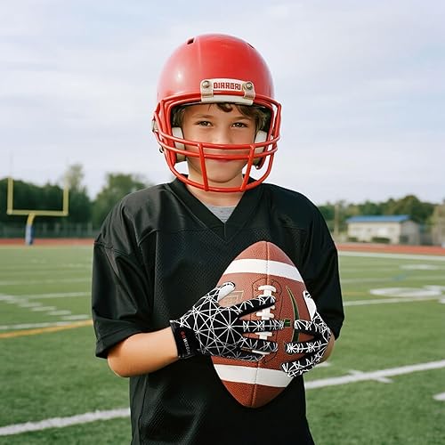 Vista 42 de Guantes de fútbol juvenil, guantes receptores juveniles, de silicona, antideslizantes, transpirables, con bandera estadounidense, experiencia
