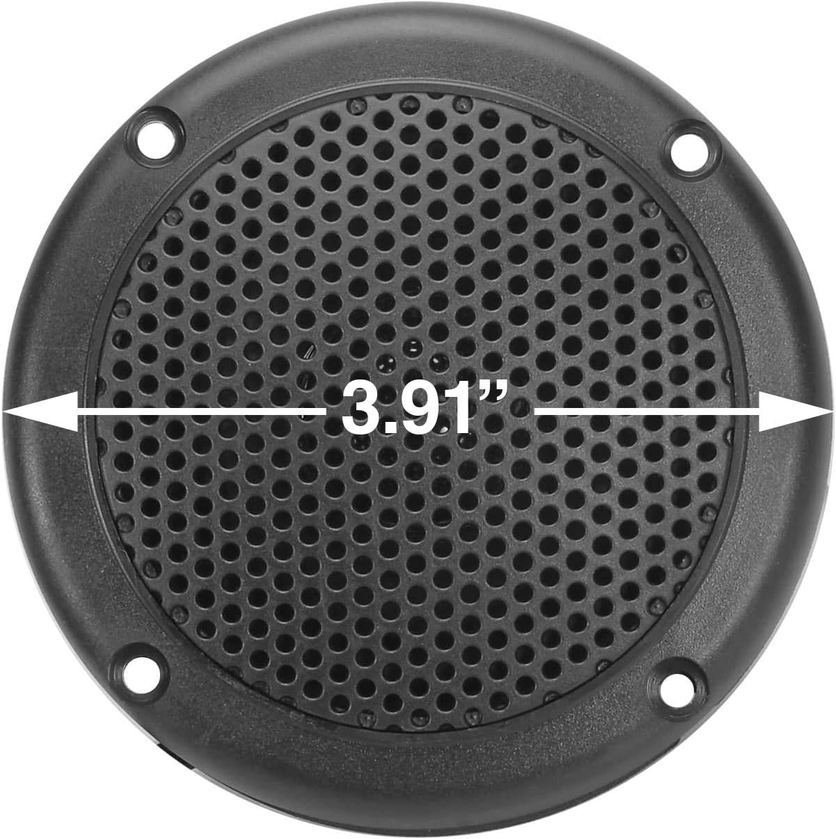 Shora dolů view of a Magnadyne WR30W speaker showing a 3.91 inch diameter.