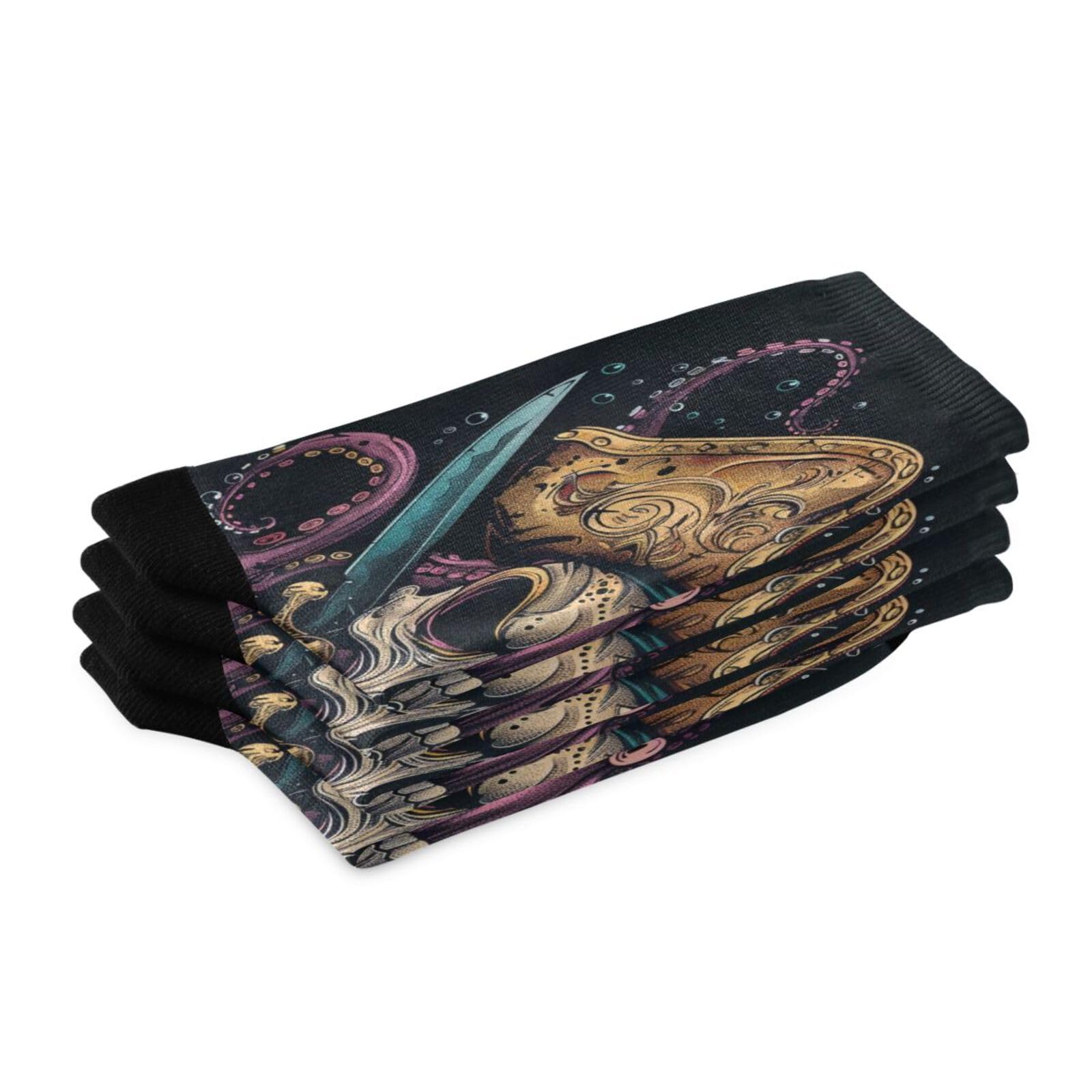 CZXW 1 Pair Octopus Skull Pirate Crew Socks Breathable Compression Athletic Socks for Women Men Sport Running Cycling