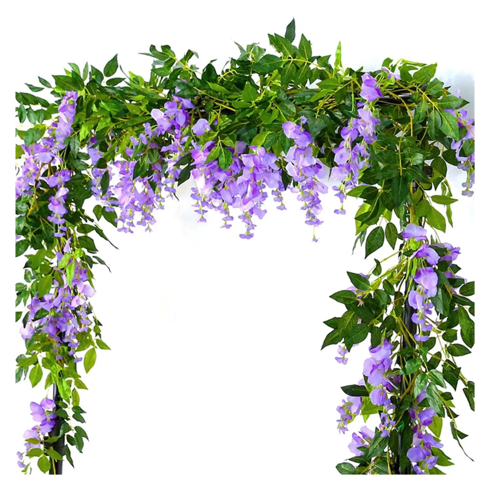 Artificial Flower Vine 2pcs 1.8m Wisteria Artificial Flower Vine Ivy Leaf Garland Rattan String Fake Plant Trailing(Purple)