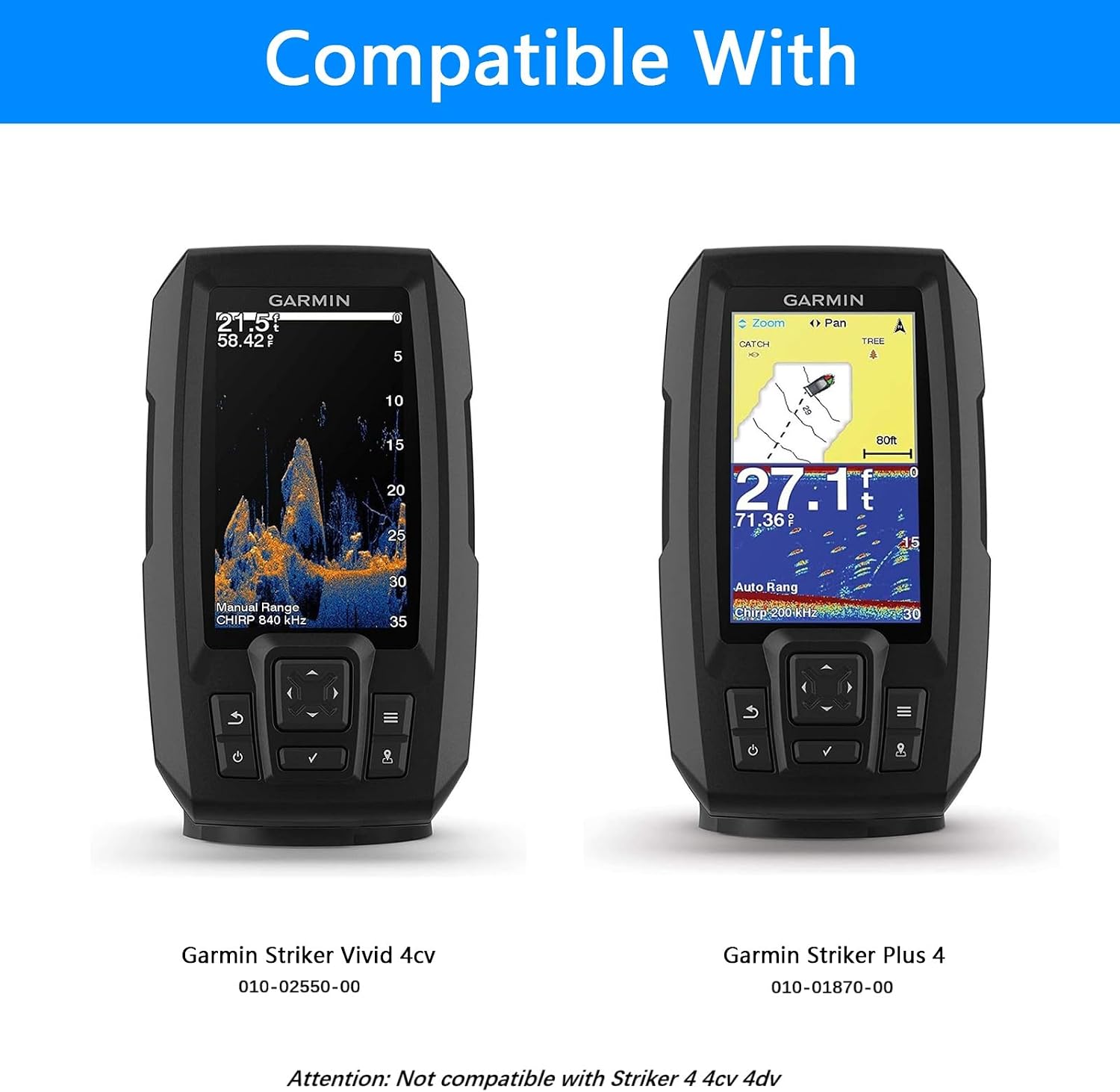 Sun Visor and Protective Cover for Garmin Striker Vivid 4cv (010-02550-00) and Striker Plus 4 (010-01870-00), Black