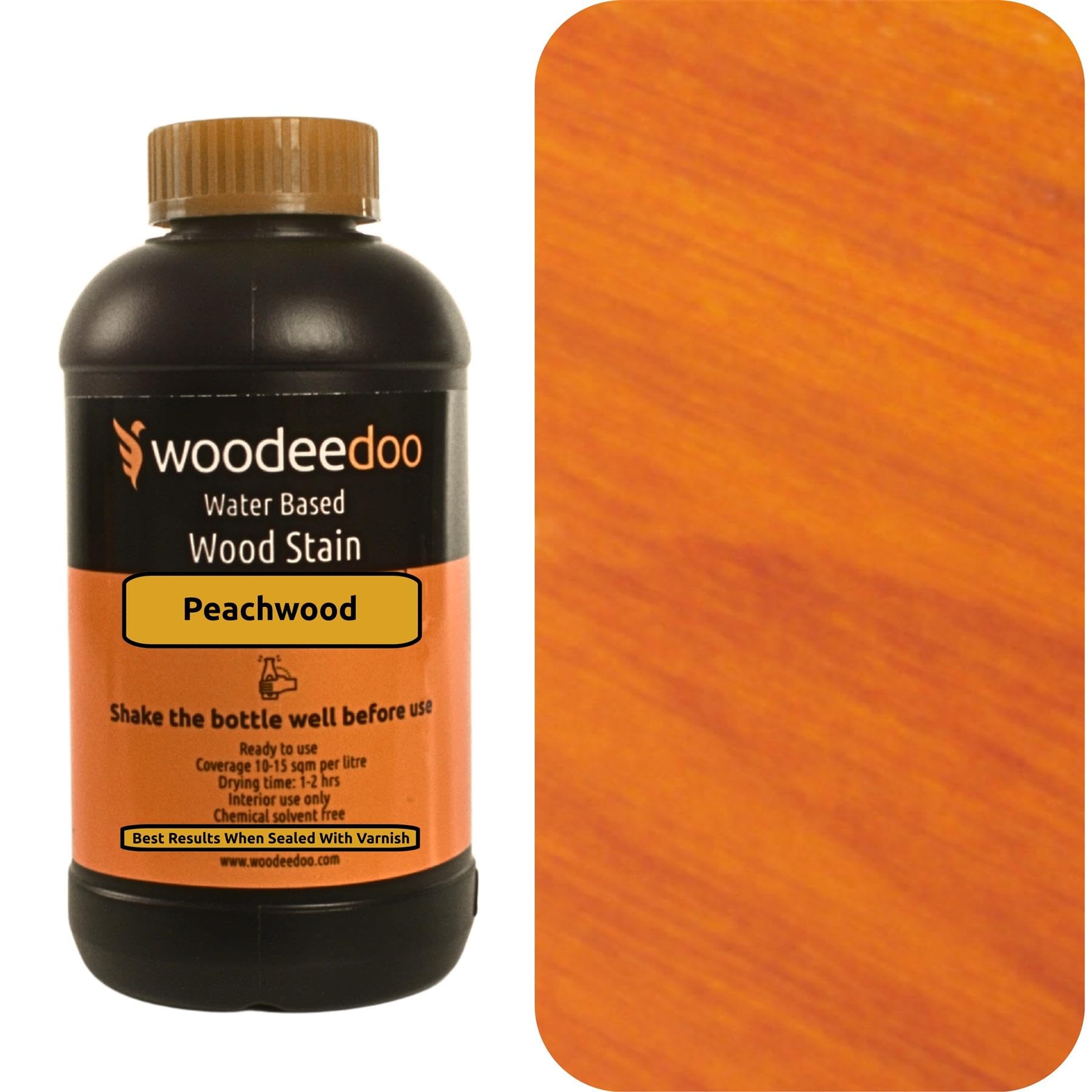 Woodeedoo Peachwood Water Based Wood Stain | Wood Dye | Ready To Use | Environmentally Friendly | Solvent Free | Odour Free | 200 Ml |