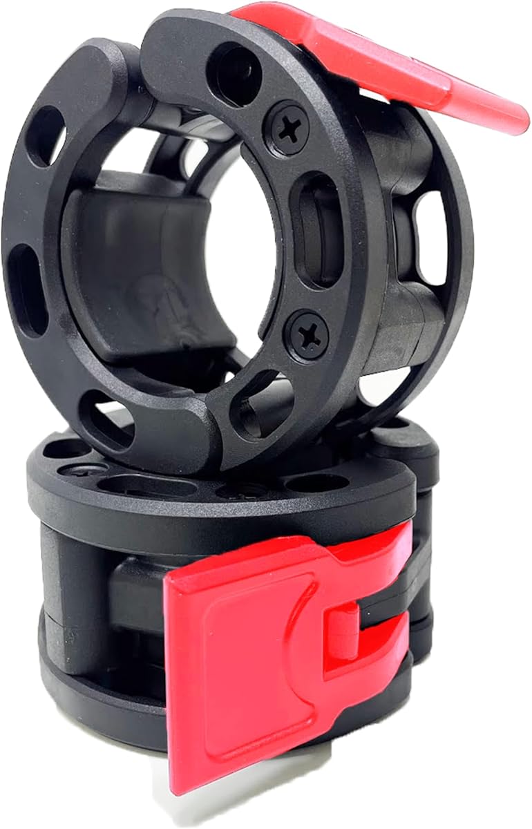 Clout Fitness Olympic Barbell Clamps Collars Quick Release Pair of Locking Weight Clips Fit 2 Inch Barbell for Weightlifting