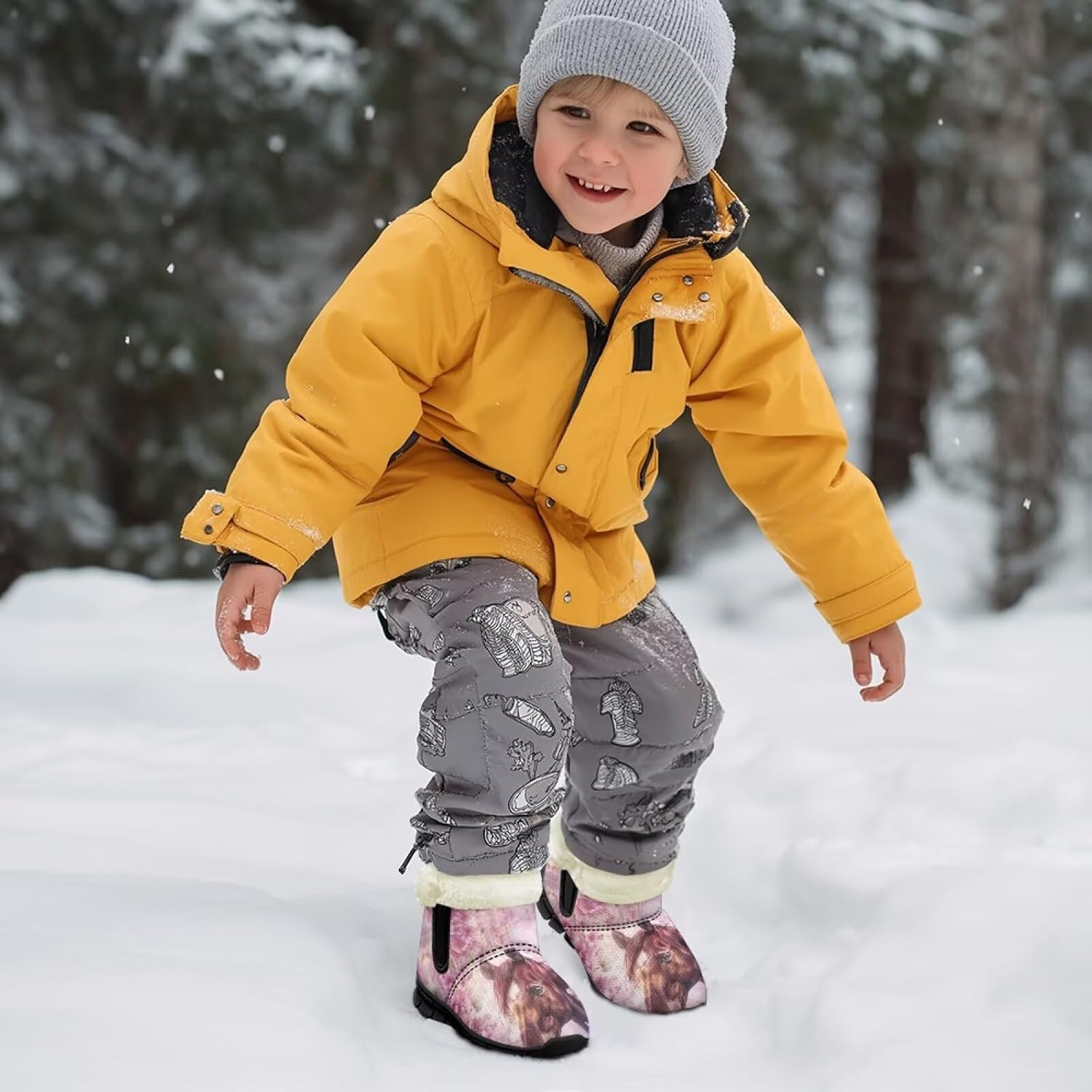 Boys Girls Snow Boots Winter Warm Booties Nonslip Lightweight Outdoor Walking Shoes for Cold Weatehr