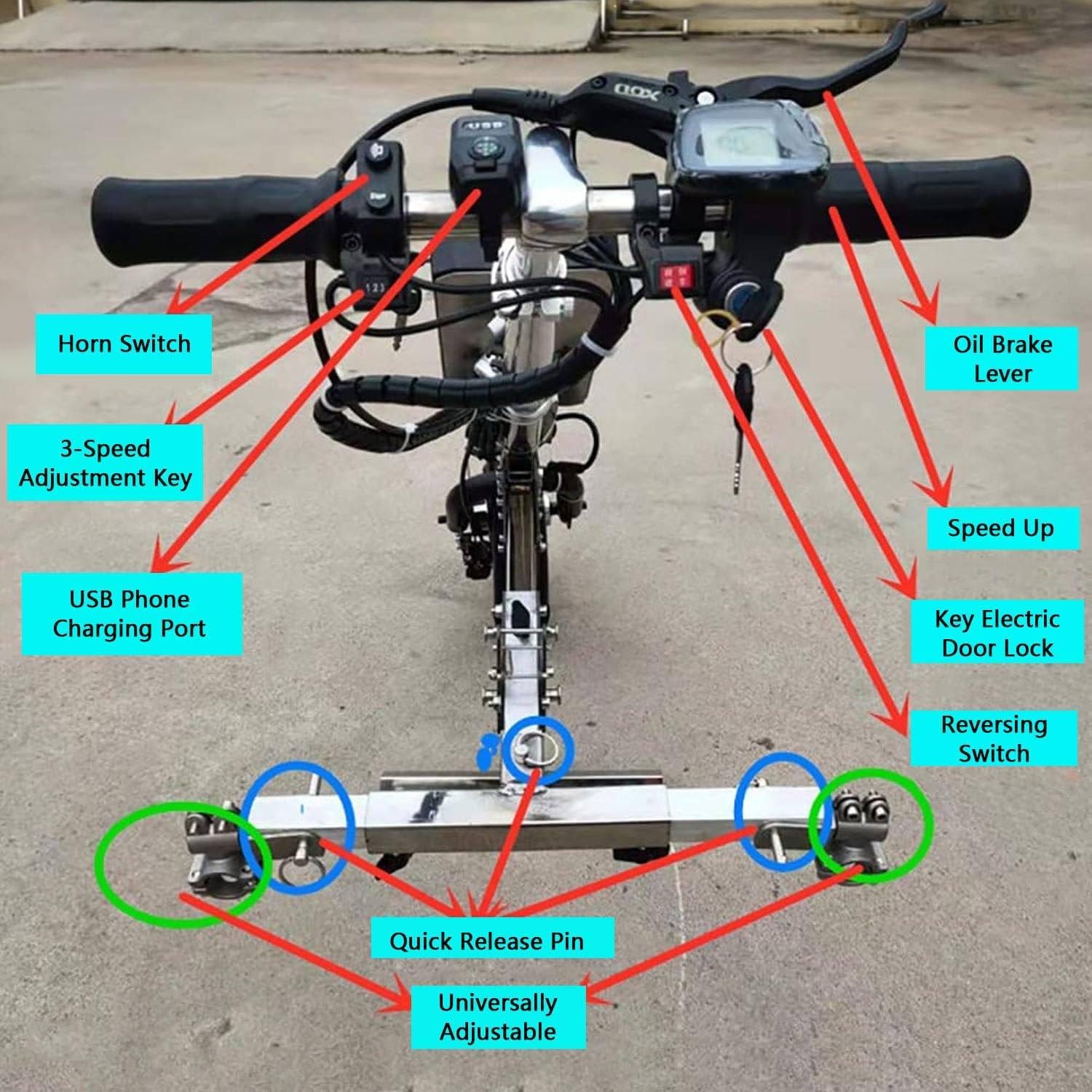 500w Extractor De Silla De Ruedas, Handbike Eléctrica para Silla de Ruedas, Acople motorizadas para Silla de Ruedas, Convertir Silla de Ruedas Manual en eléctrica con la luz Delantera,A