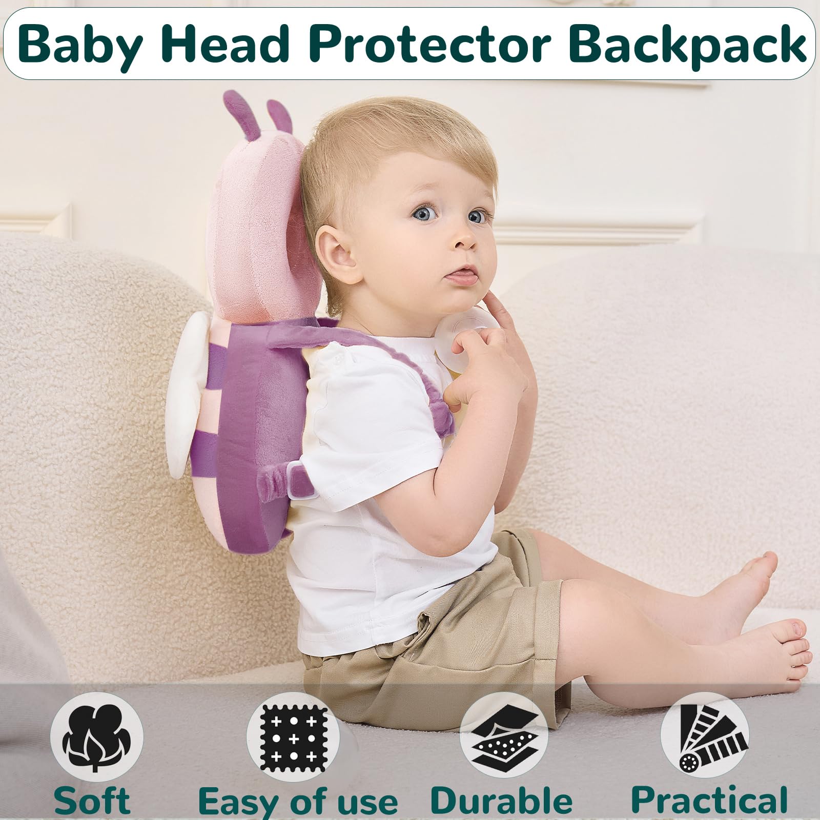 Mochila protectora de cabeza de bebé para caer, gatear y caminar, arnés esencial para niños pequeños, juguetes koalas, cascos esenciales para bebés de 0.5 a 2 años