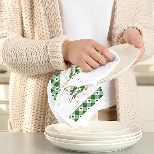 Miniatura 4 de Juego de 2 paños de cocina de Navidad, juego de 2, diseño de árbol de Navidad, Navidad, Navidad, invierno, decorativos, paños de cocina para el