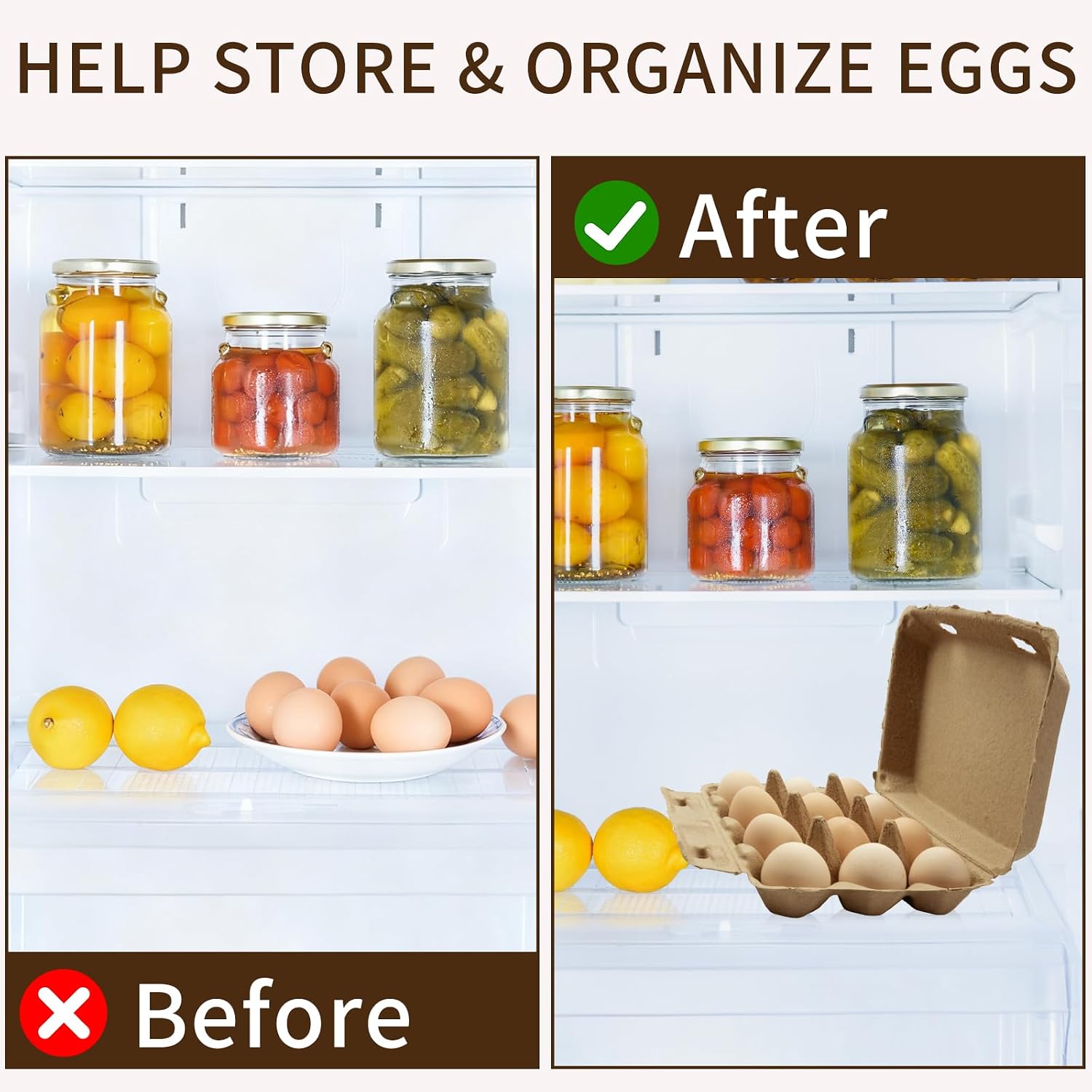 Cheardia 30 Pack Dozen Egg Cartons Tray, 12 Count Natural Paper Chicken Egg Holder, Reusable Vintage Pulp Cardboard Eggs Containers for Farm Family Market Storing Refrigerator