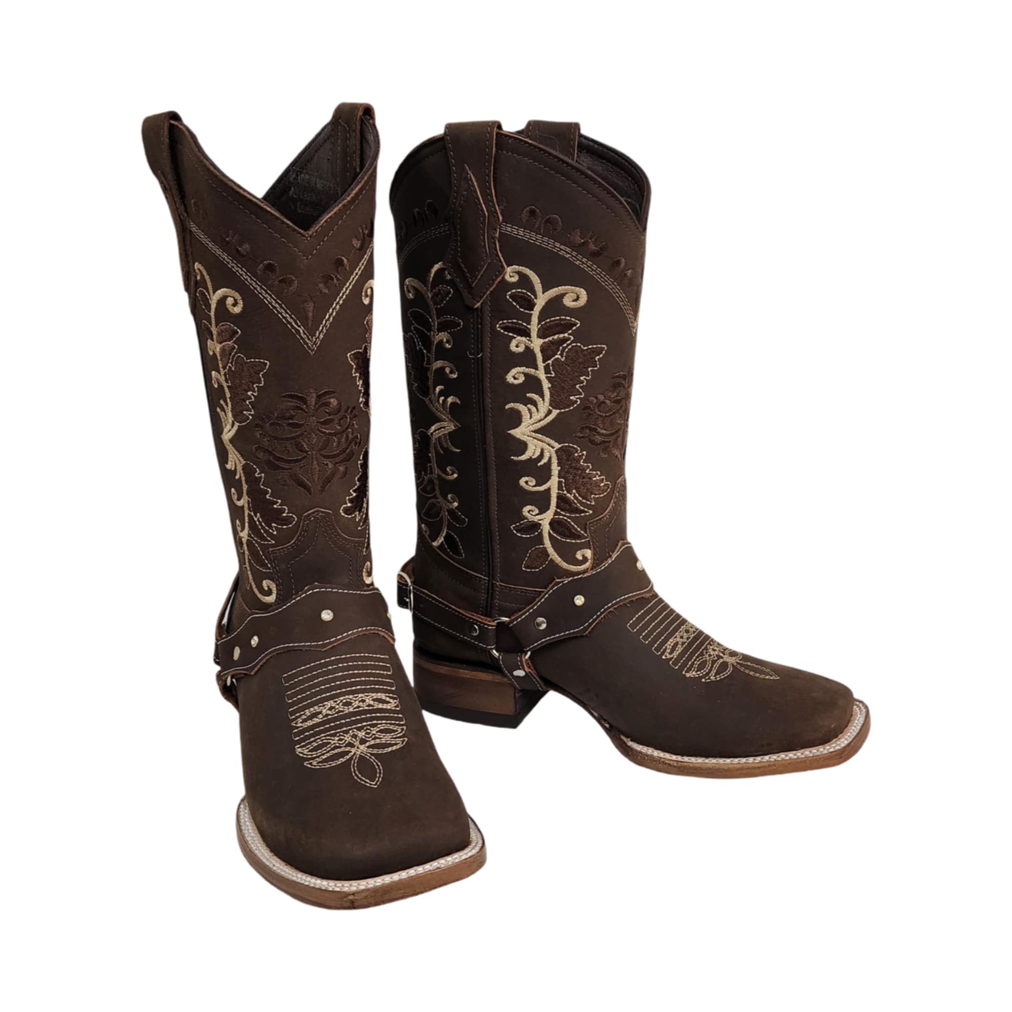 Dona Michi Womens Western Cowboy Boots Square Toe Genuine Leather Handcrafted Embroidered