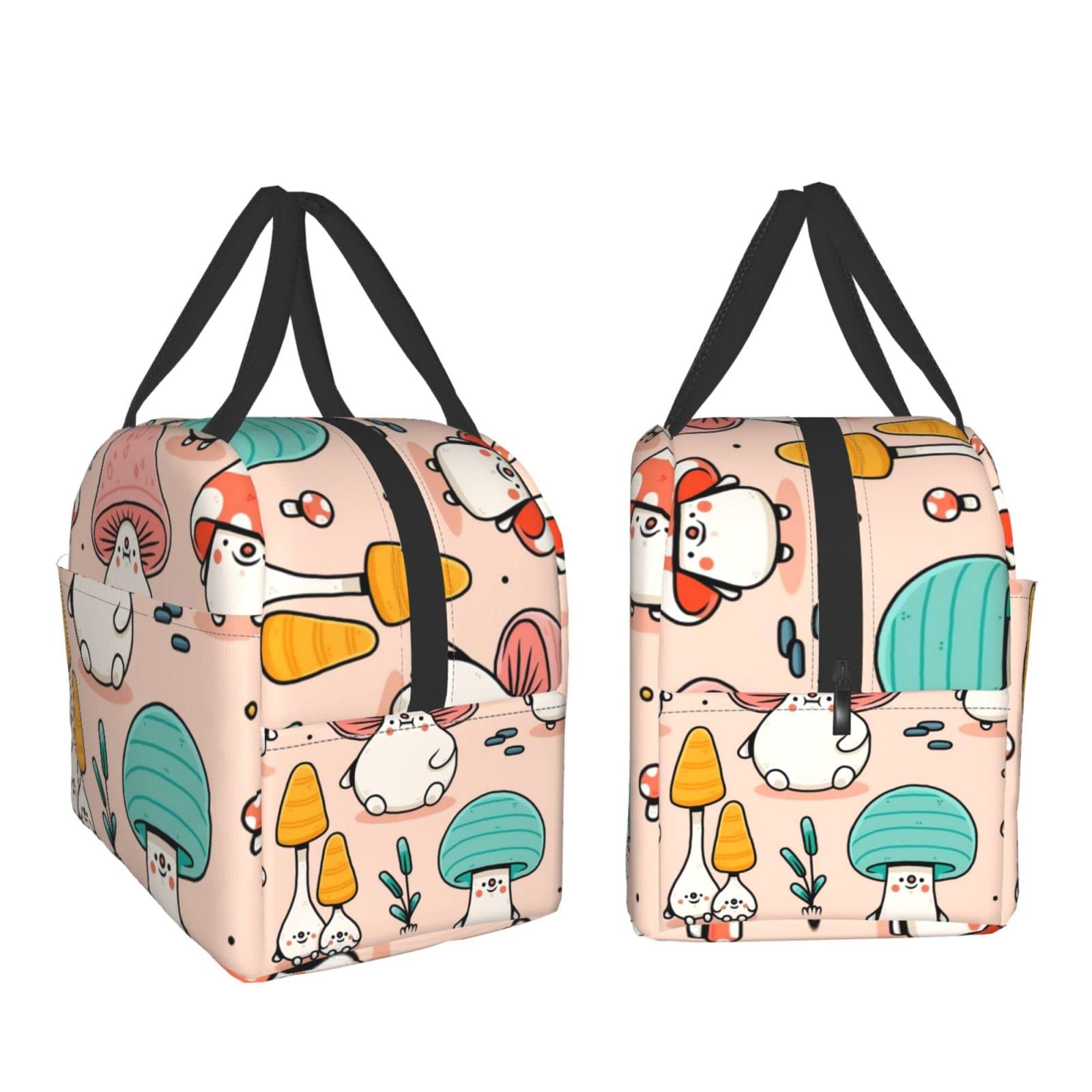 RICHTRUE Borsa Pranzo Isolata Kawaii Per Ragazze E Donne - Termica Con Tracolla Regolabile E Motivo Orsetto - Nero