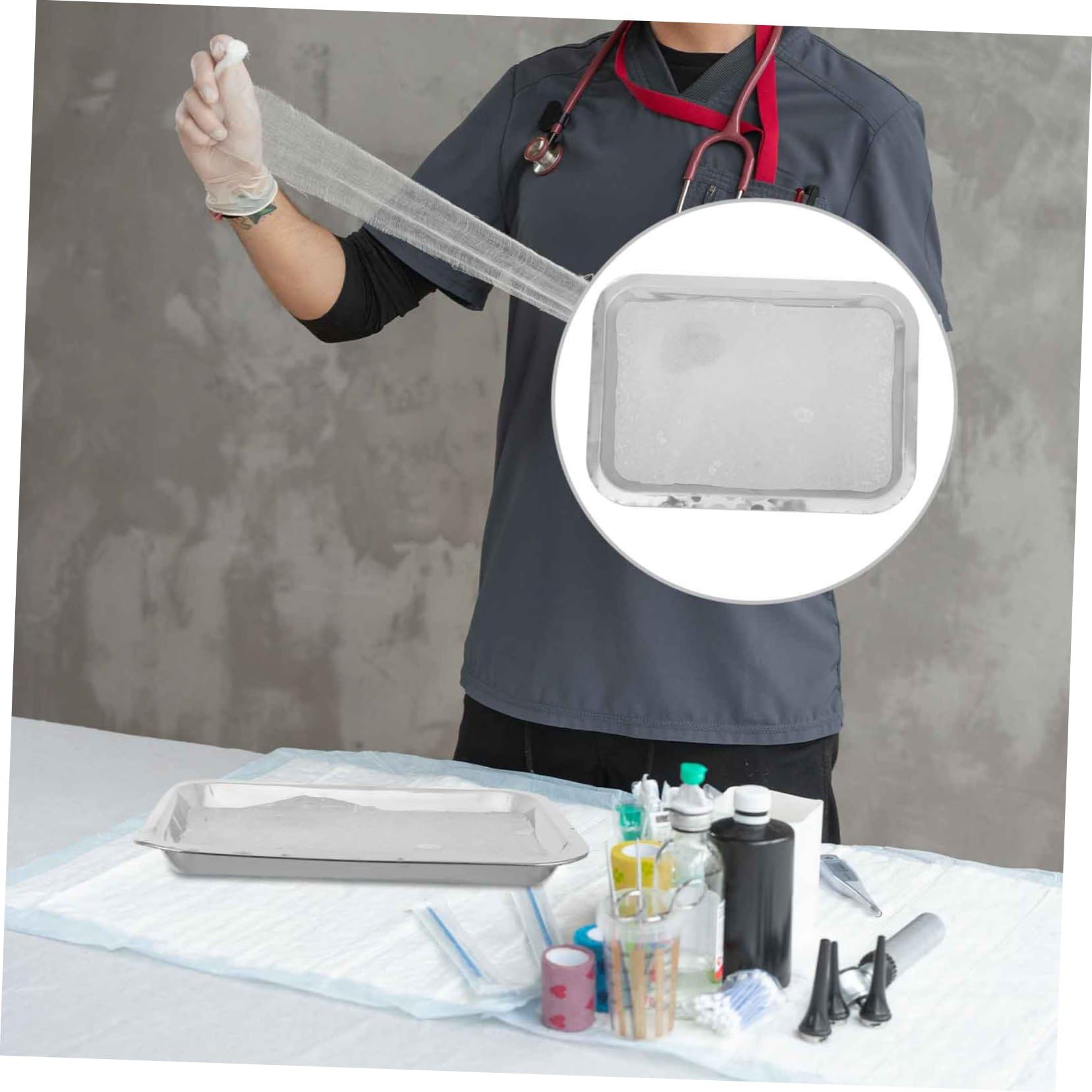 ULTECHNOVO Plateau de Laboratoire Facile à Nettoyer en Acier Inoxydable 19x26 Cm, Plateau de Dissection Réutilisable Pratique pour Usage Professionnel et Laboratoire de Biologie