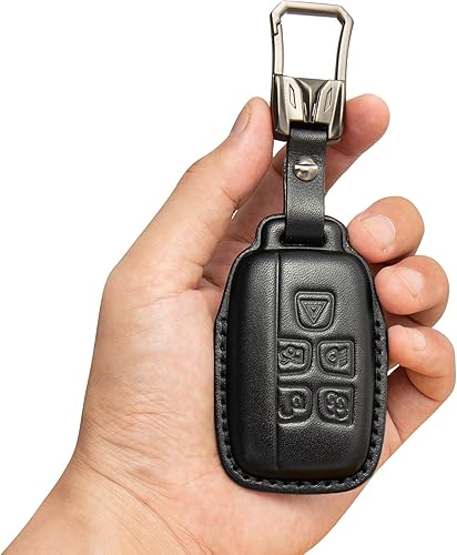 Adecuado para varios tipos de vehículos, funda de llave con tecnología de artesanía 4D con un hermoso llavero de aleación de zinc, Negro -