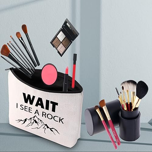 Miniatura 2 de PWHAOO Bolsa de geología con cremallera, bolsa de cosméticos Wait I See A Rock para coleccionista de rocas, bolsa de maquillaje de geología, regalo