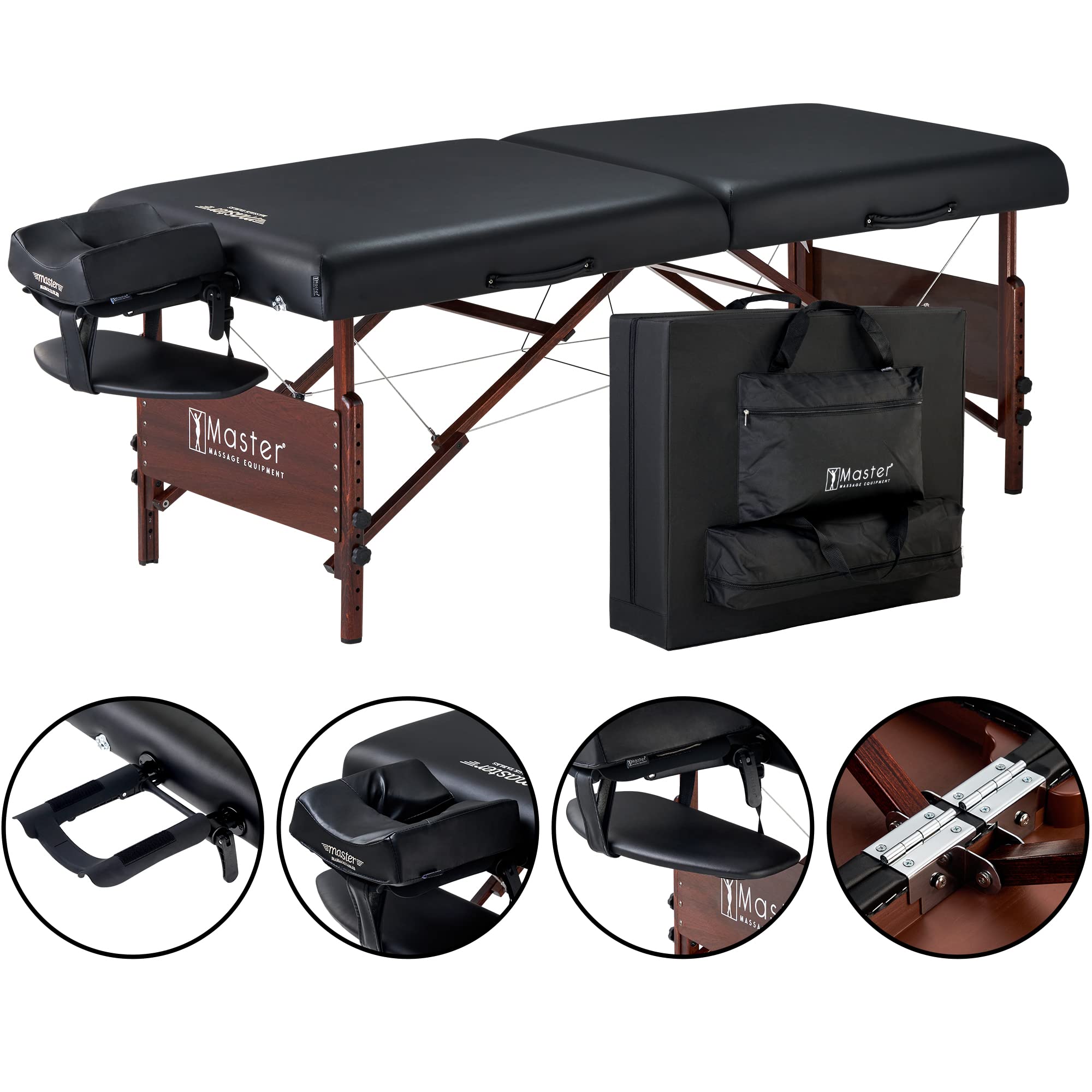 Master Massage Del Ray Mobil Massageliege Kosmetikliege Therapiebett Massagebank Klappbar Holz 76cm Schwarz