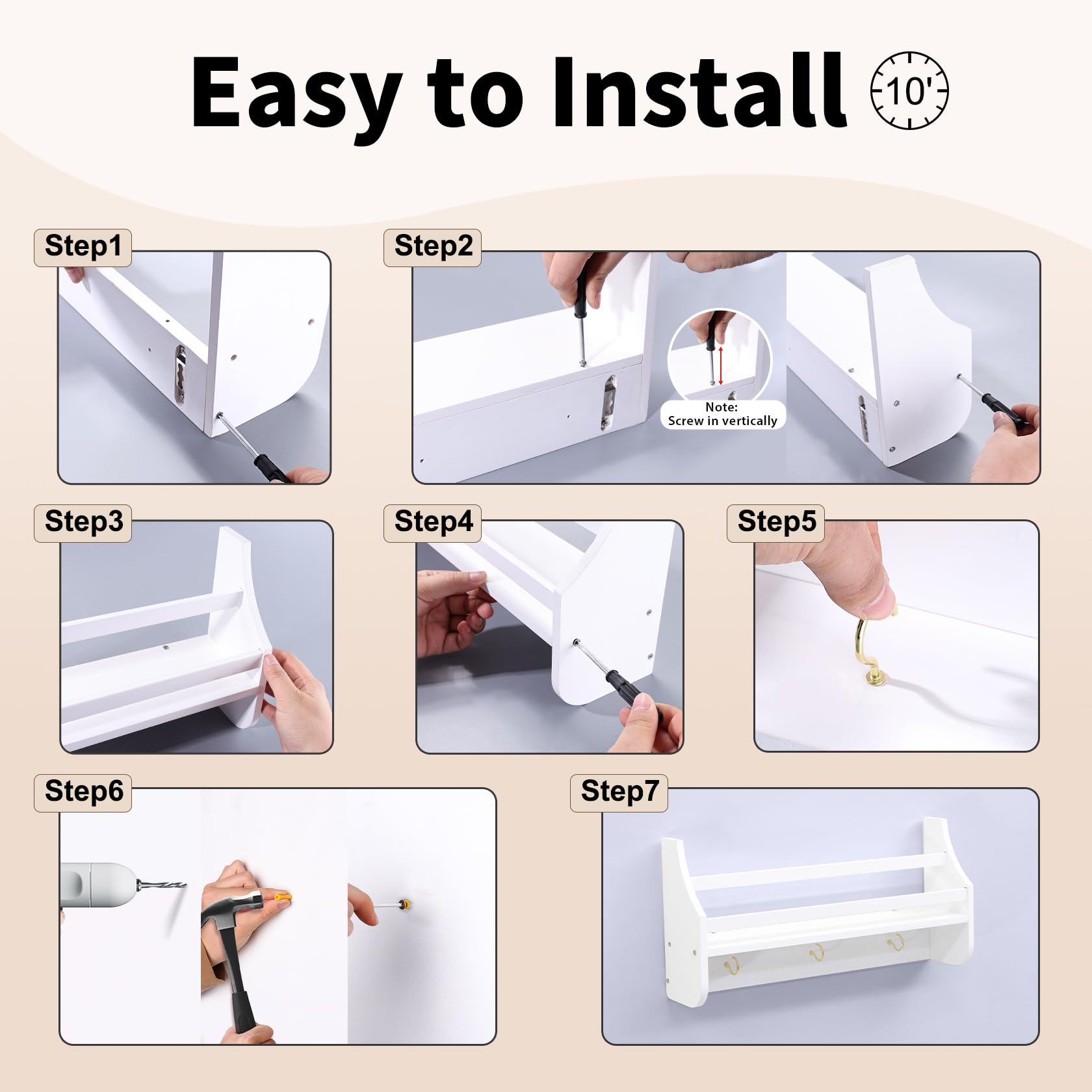 Set di 2 mensole galleggianti per bambini 40 x 20 x 10 cm bianco organizer da parete