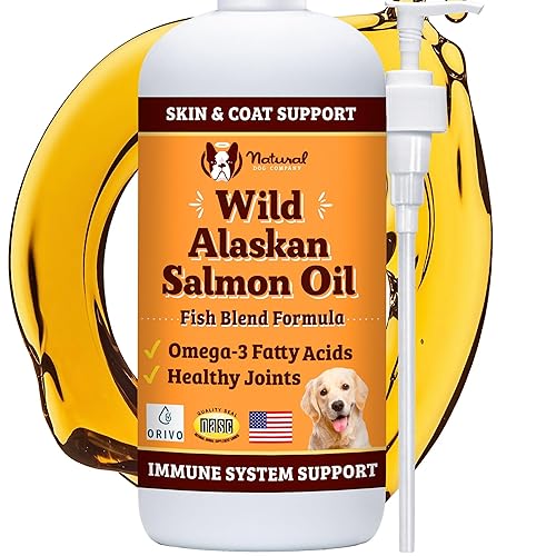 Natural Dog Company Wild Alaskan Salmon Oil Formula with Omega 3, Fish Oil for Dogs Supplement, Skin & Coat Dog Oil, Itchy Relief, Immune Support for Joints & Heart, Food Topper, 16 oz. - Wild Alaskan Salmon Oil - 16 Fl Oz (Pack of 1)