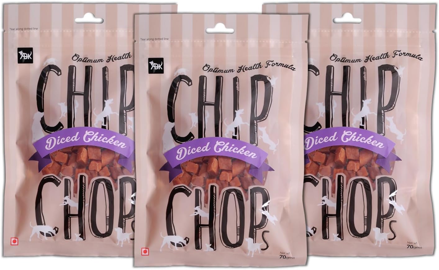 Chip Chops Diced Chicken Dog Treat, Highly Nutritional & Digestible, Suitable for All Dog Breeds, Easy to Digest, No Artificial Flavors Added (Pack of 3) - 210Gm, for All Life Stages