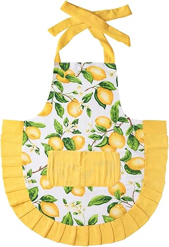 Delantal de limón, delantal para mujer con bolsillos, delantal de cocina ajustable, bonito delantal de chef para cocinar, hornear, fiesta de limón,