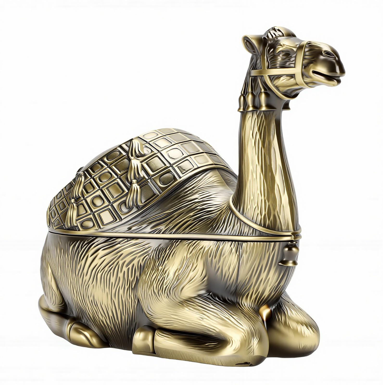Zerodis Ash Tray, Windproof Lid Prevents Dust European Style Animal Shaped Metal Vintage Ashtray for Office Living Room Coffee Table Decor (Bronze)
