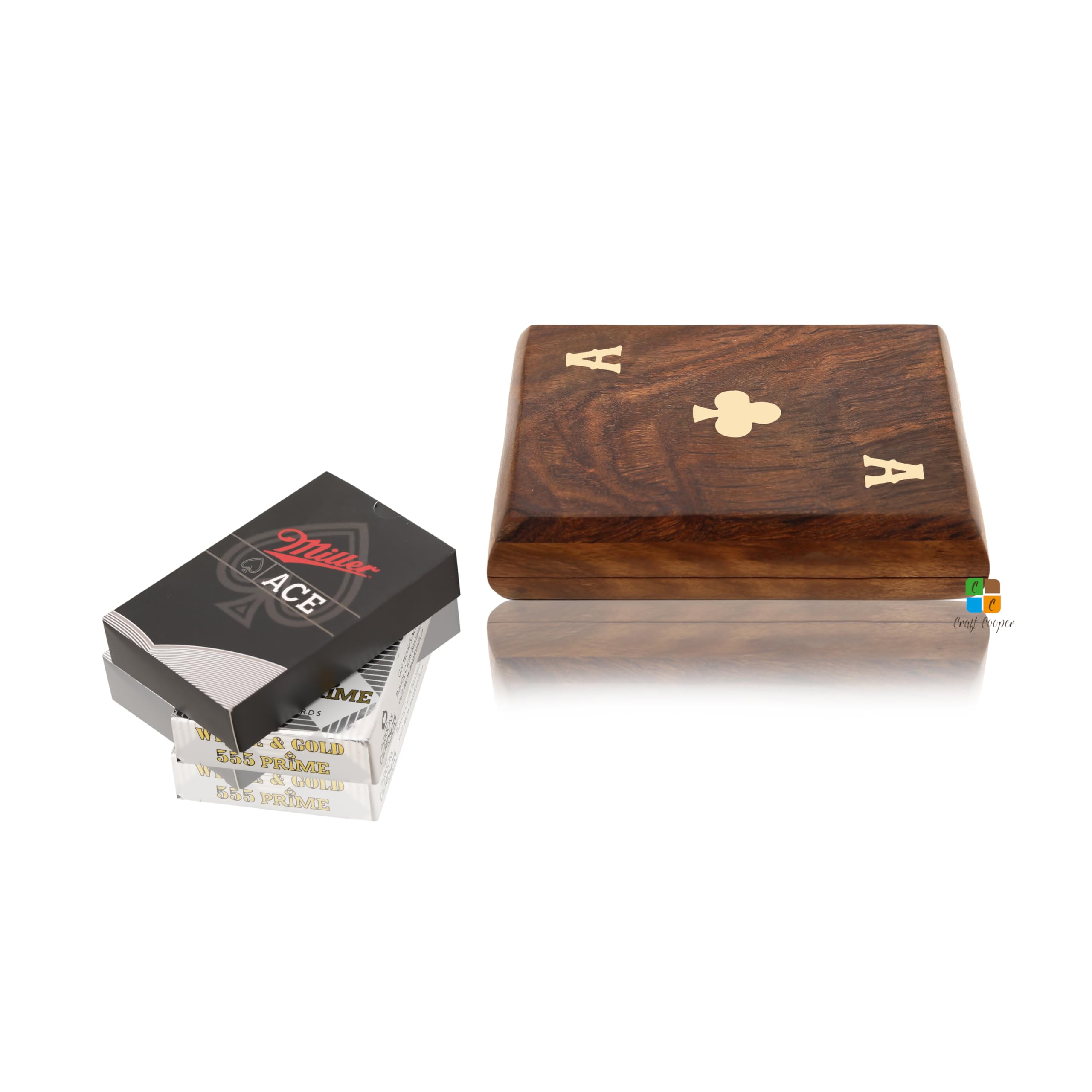 Craft Cooper || Unique Birthday Gift Ideas Handcrafted Classic Wooden Playing Card Holder Deck Box Storage Case Organizer (BROWN, 12x14.5x4) 3