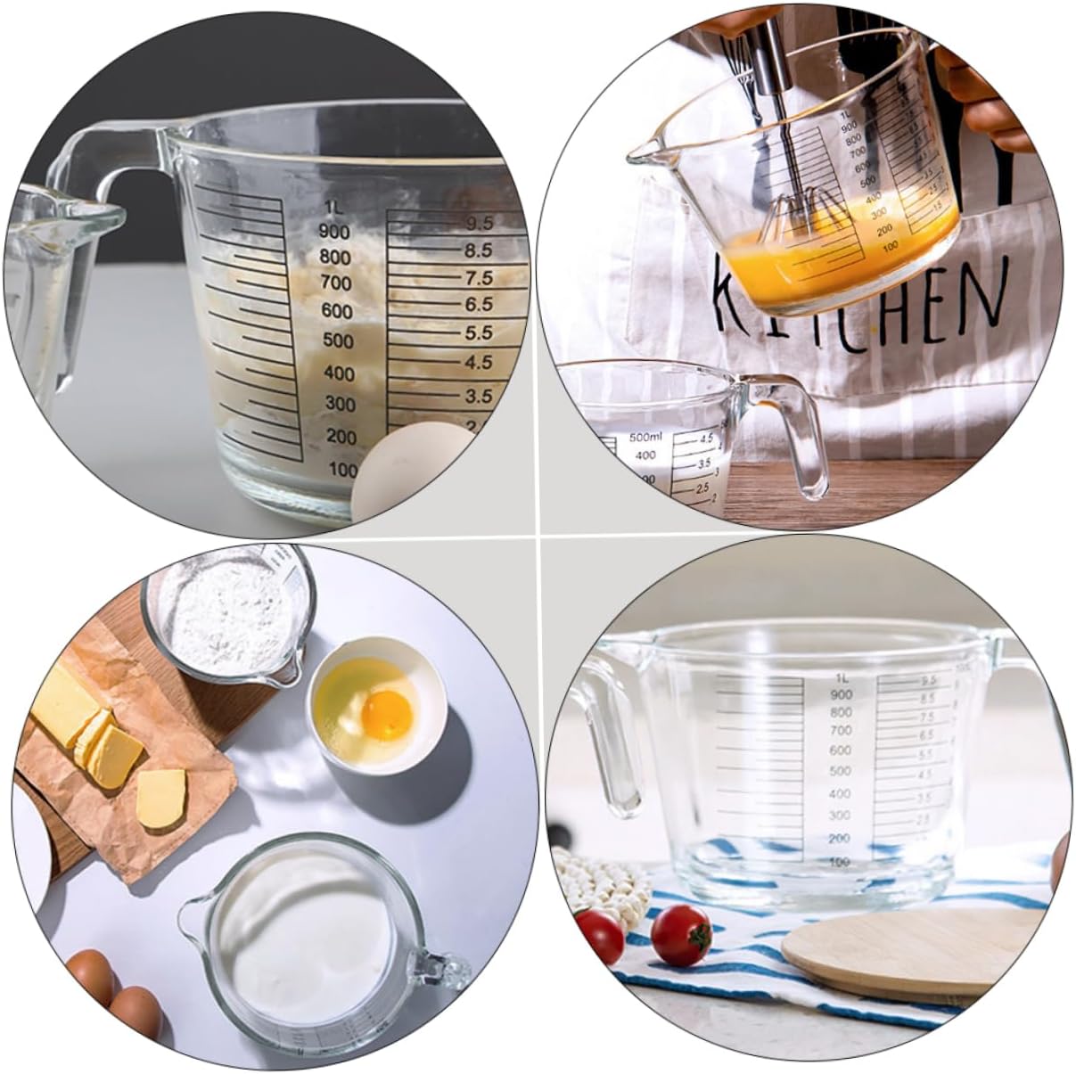 ABOOFAN Heat-Resistant Measuring Cup with Scale Graduated Glass Kitchen Measuring Jug for Baking and Cooking Practical and Sturdy Cooking Tool