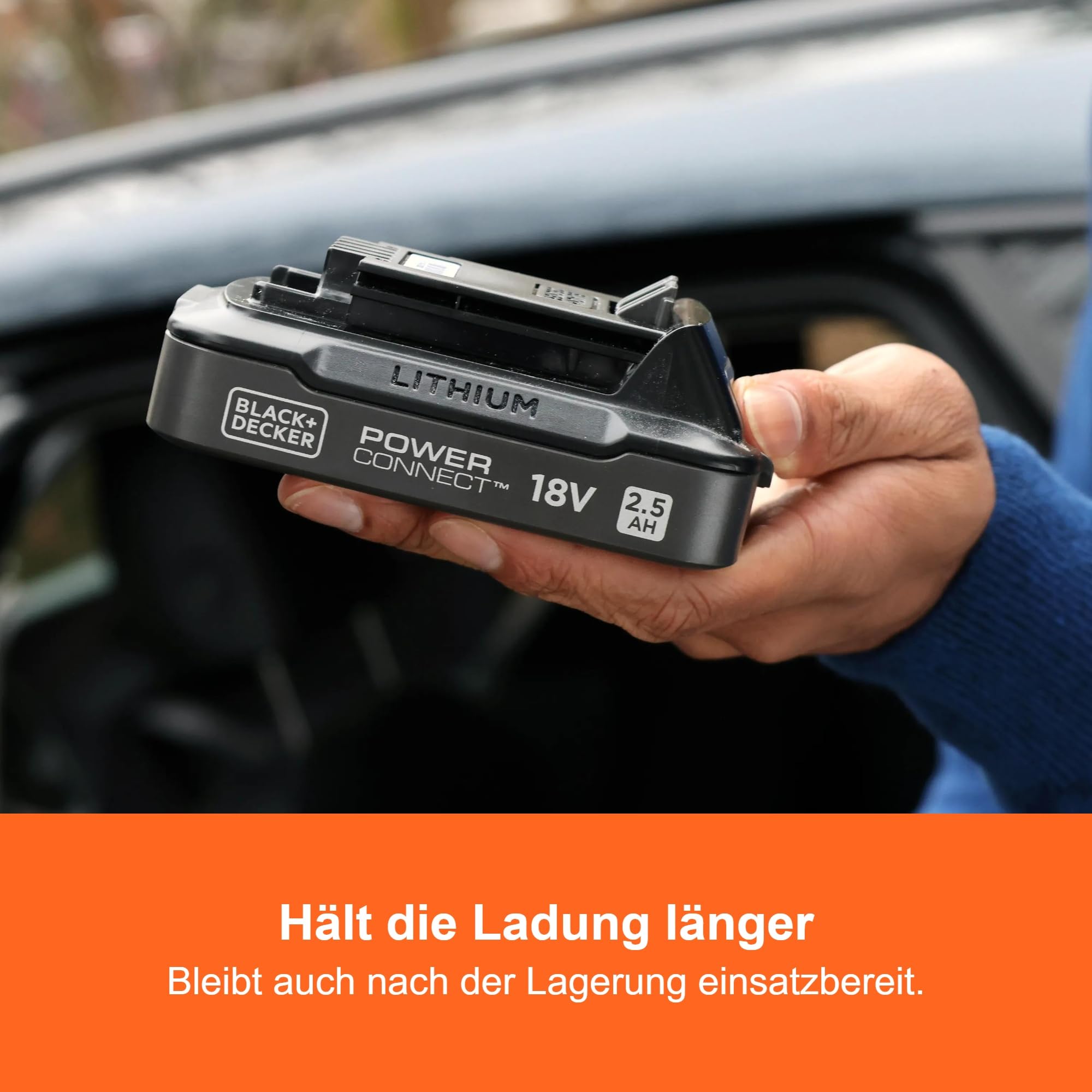 BLACK+DECKER 18 V POWERCONNECT Lithium-Ionen-Akku 2,5 Ah, mit LED-Ladezustandsanzeige, kompatibel mit BLACK+DECKER 18 V Akku-Werkzeugen, BDL2518S-XJ