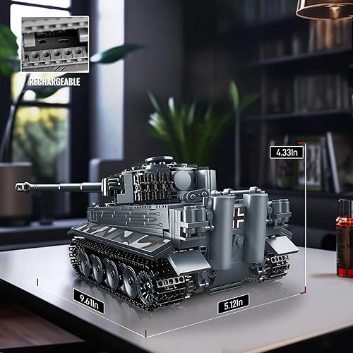 Miniatura 6 de Mould King MOC - Juego de bloques de construcción de tanque de tigre, control remoto por aplicación, kit de bloques de construcción de vehículos