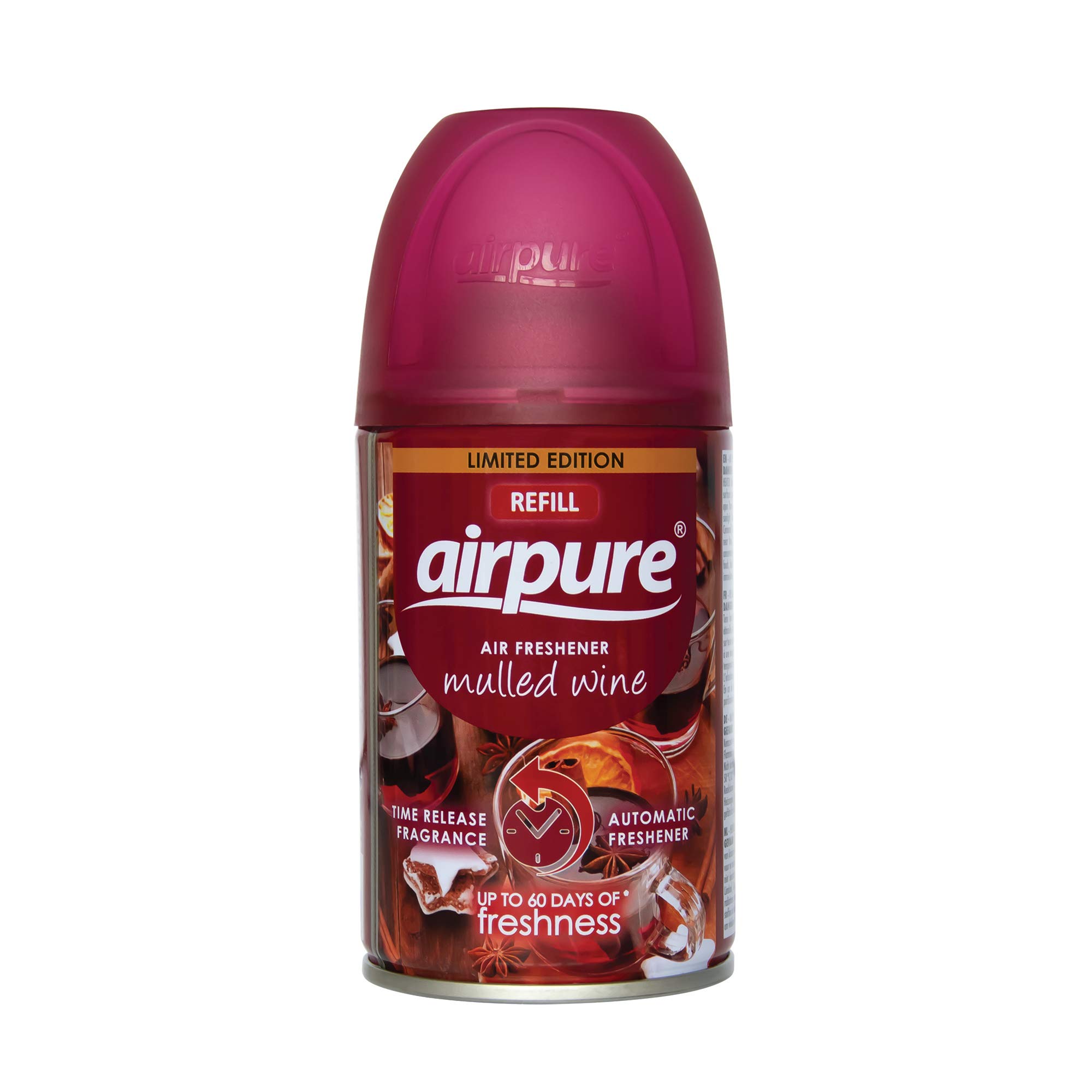 AIRPURE Air-O-Matic Air Freshener Refill, 250ml, Automatic Spray Fragrance for Home, Office, Kitchens and Anywhere for a Burst of Fresh Scent - Mulled Wine Fragrance