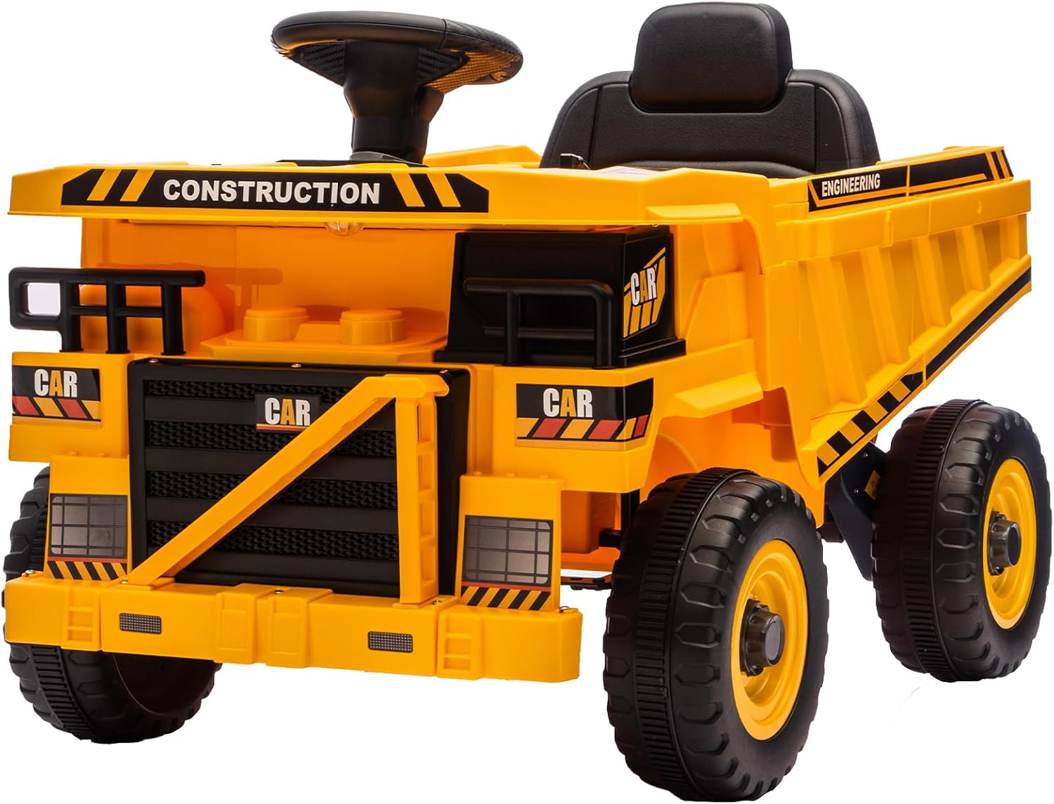 FINITO 24V Ride On Toys for Big Kids Ride On Dump Truck Electric Dump Bed and Extra Shovel, Electric Toy Car for Kids Truck Ride On Remote Control Car (Khaki, 2 Seater)