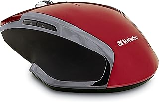Verbatim Wireless Notebook 6-Button Deluxe Mouse - Ergonomic, Blue LED, Portable Mouse for Mac and Windows – Red