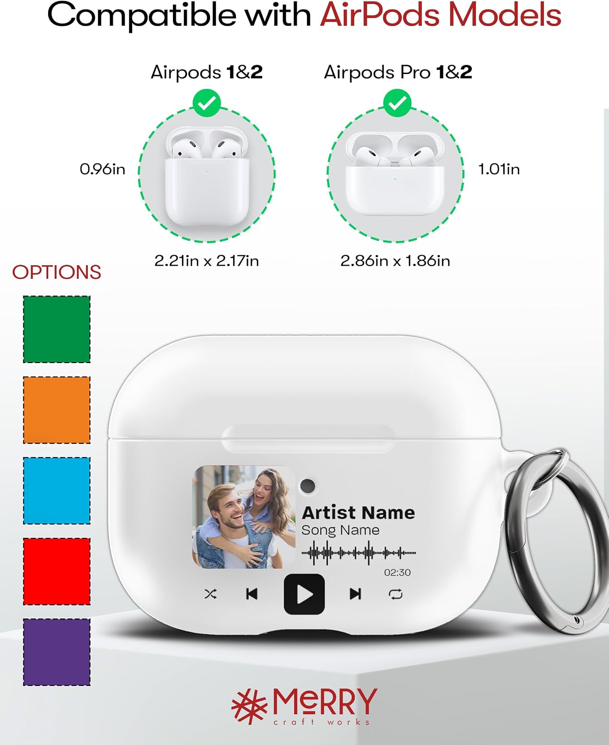 Compatible with AirPods Apple 1 & 2 and Pro 1 & 2 - Custom Album Case - Personalized Protective Designer Cover - Customize with Your Music Artist and Album Name image 2