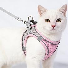 Cat Harness Escape-Proof Harness Leash Soft Breathable Mesh with Reflective Strips Vest for Cats Great for Outdoor Activities