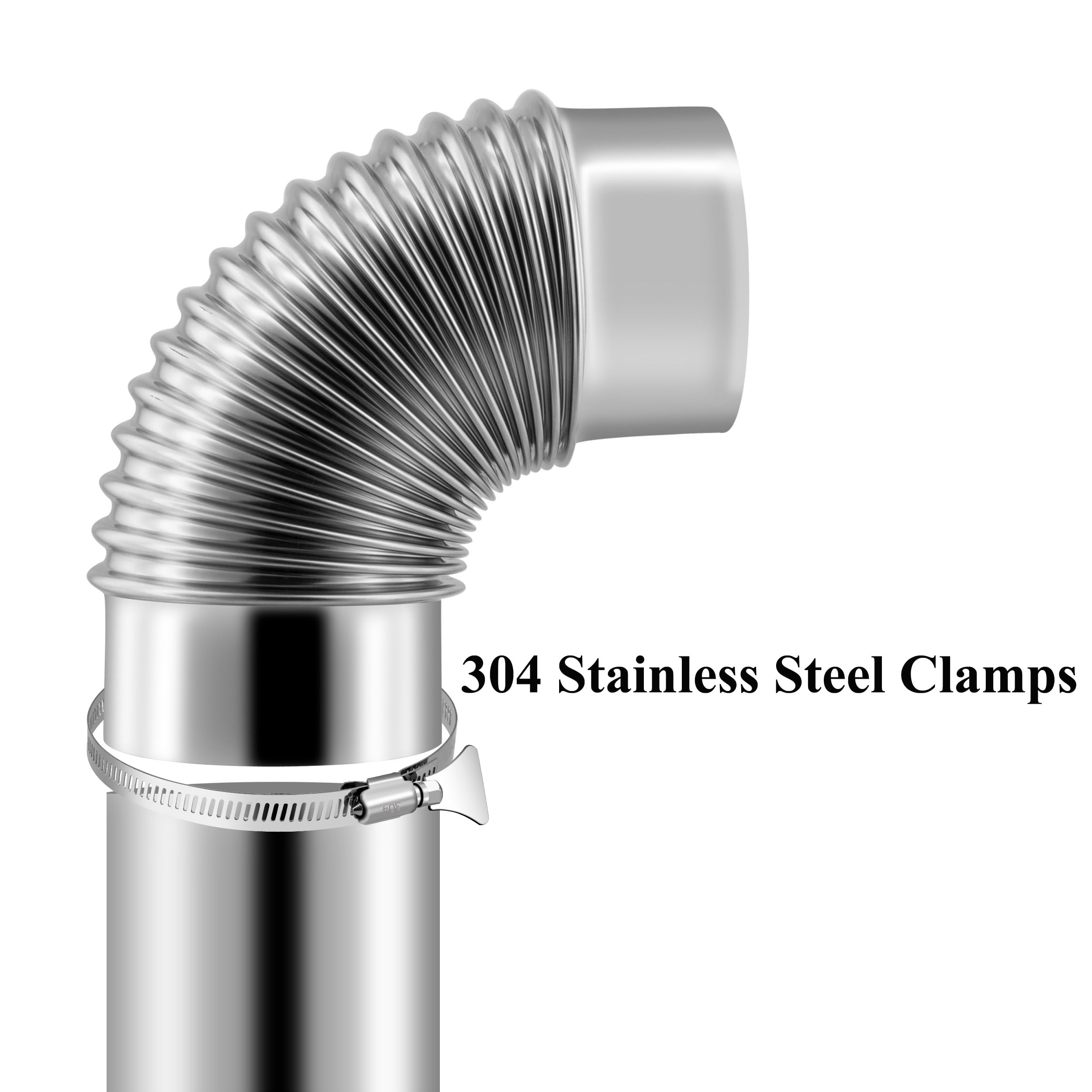 Deflecto Supurr-Flex Conducto De Ventilación De Aluminio Para Secadora, Flexible, Resistente Al Fuego, 4 Pulgadas De Diámetro X 8 Pies, Plateado (F0408B/4