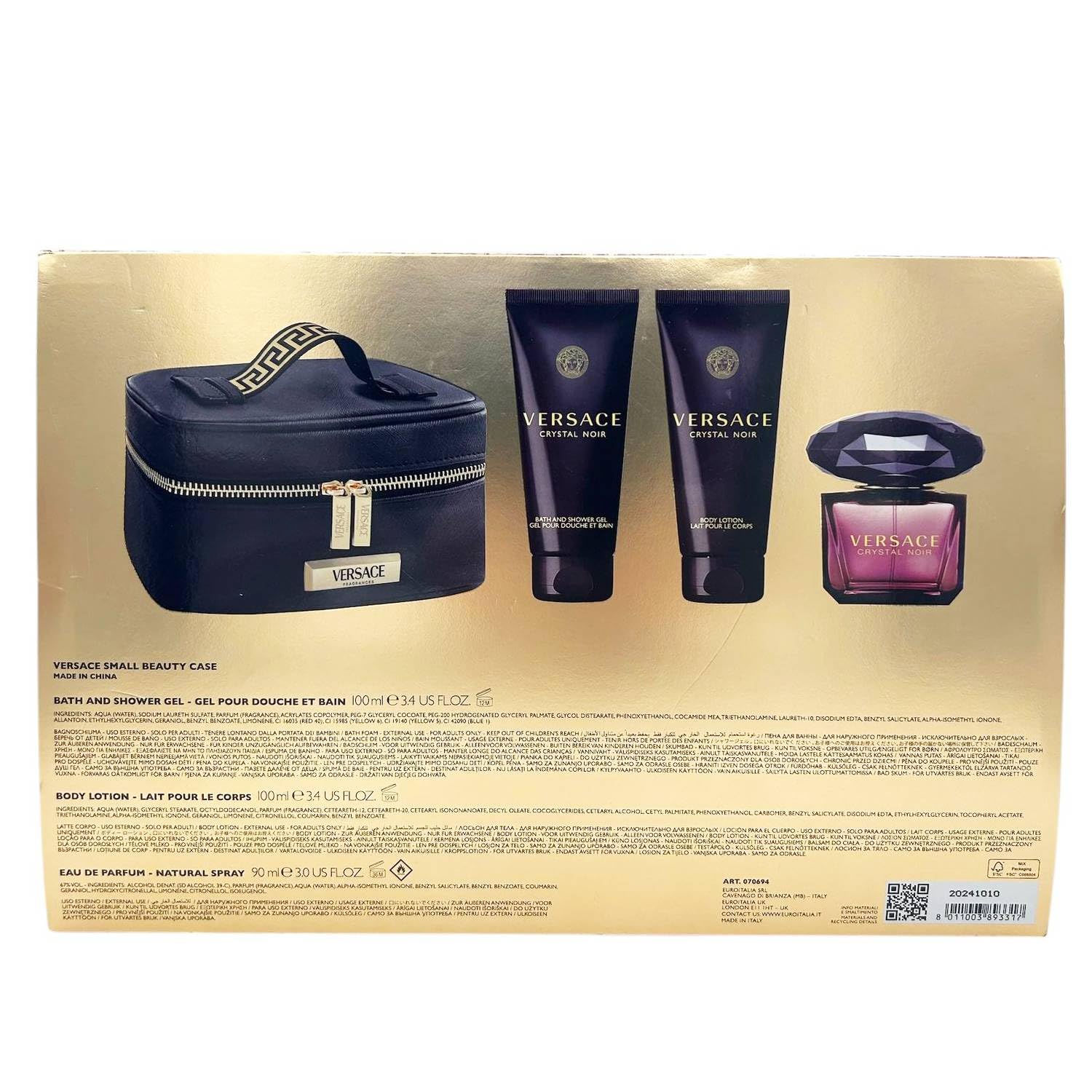 Versace Crystal Noir by Versace for Women - 4 Pc Gift Set 3oz EDP Spray, 3.4oz Body Lotion, 3.4oz Shower Gel, Beauty Case - Image 7