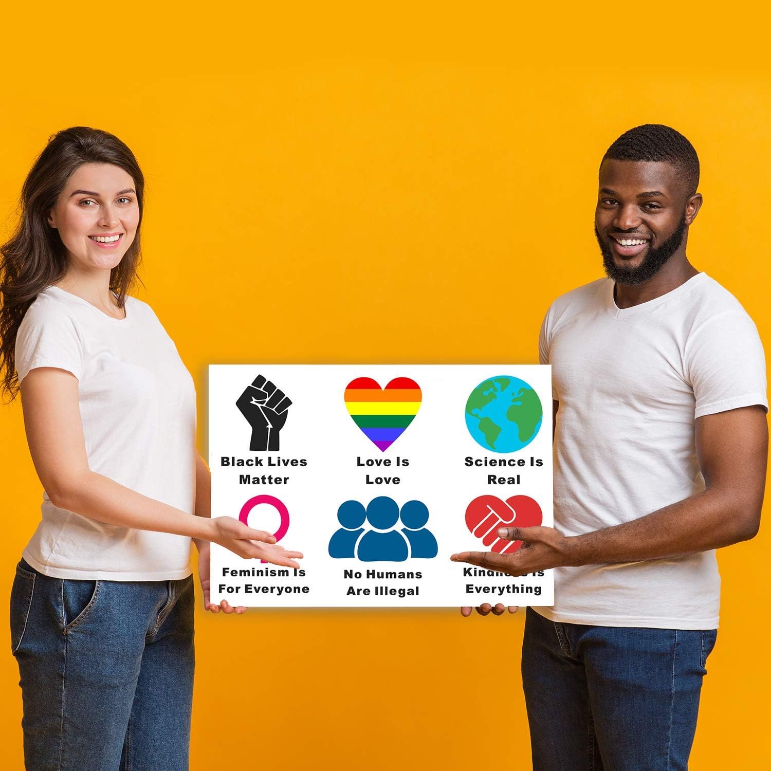 Black Lives Matter Yard Sign, We Believe Women's Rights Human Rights Science Love Kindness Anti-Racism BLM Movement Lawn Sign, 2-Sided Print Corrugated Plastic Banner w/ Metal H Stake for Patio Garden : Patio, Lawn & Garden