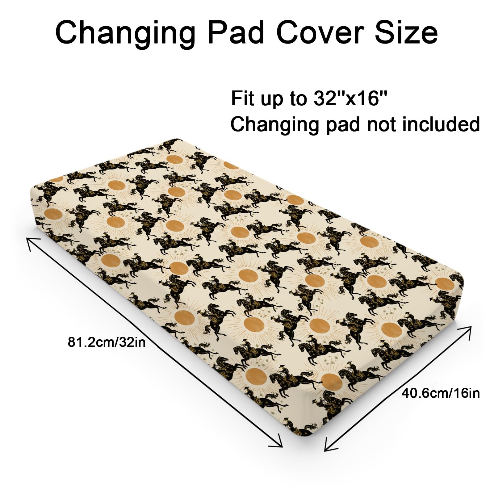 Western Cowboys Sun Baby Changing Pad Covers for Boy Girl 32''x16'' Vintage Cowboy Horses Sunshine Fitted Diaper Change Table Sheets Southwest Country Soft Breathable Nursery Baby Changing Table Mats
