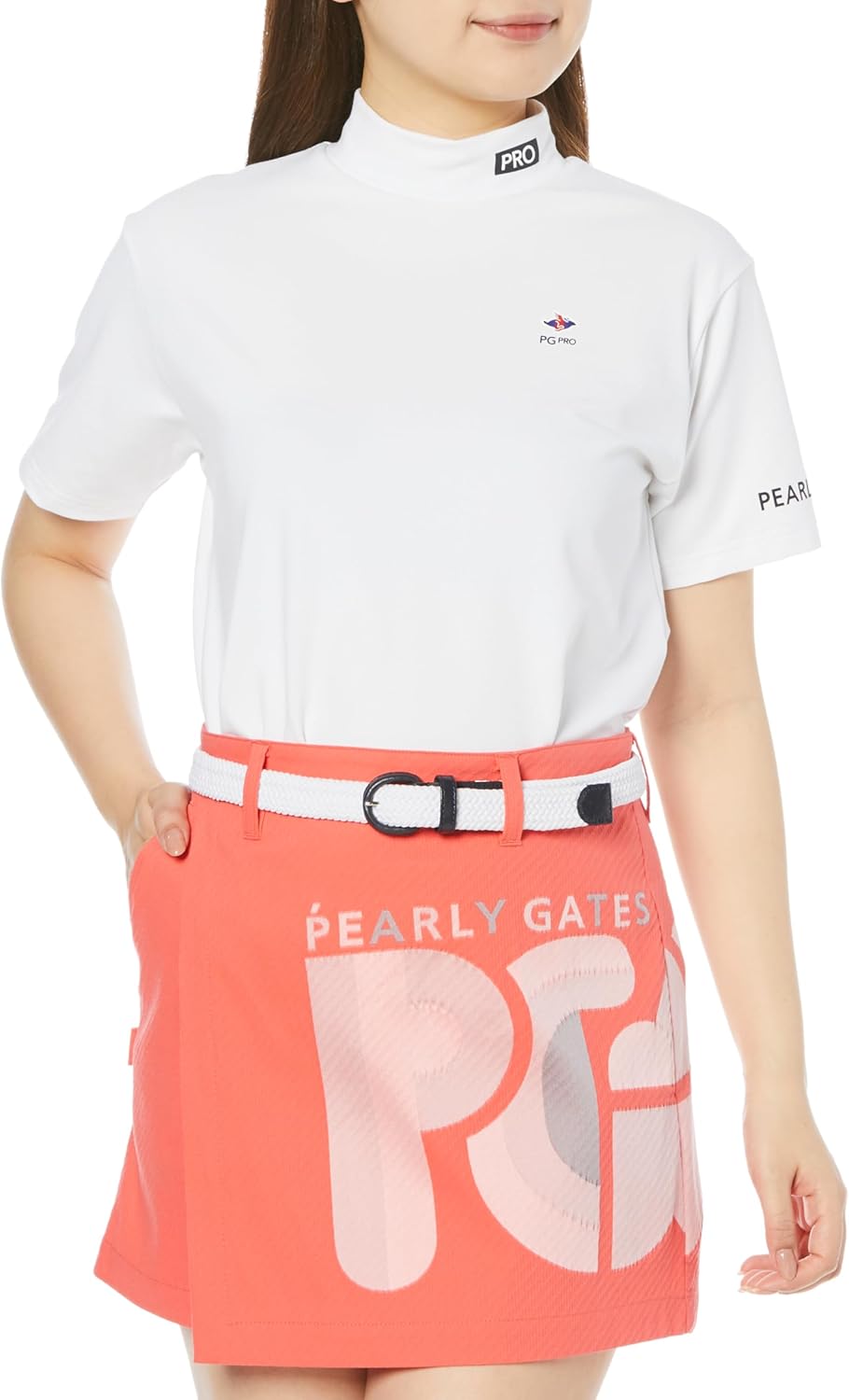 パーリーゲイツ] レディース 半袖 ハイネックシャツ (吸湿速乾・耐久性