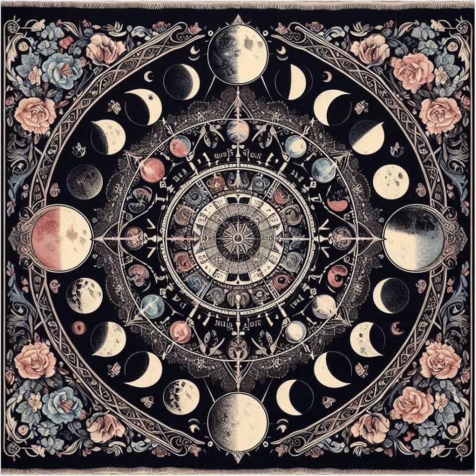 Toalha para Jogo de Tarot 0,70x0,70cm LUA