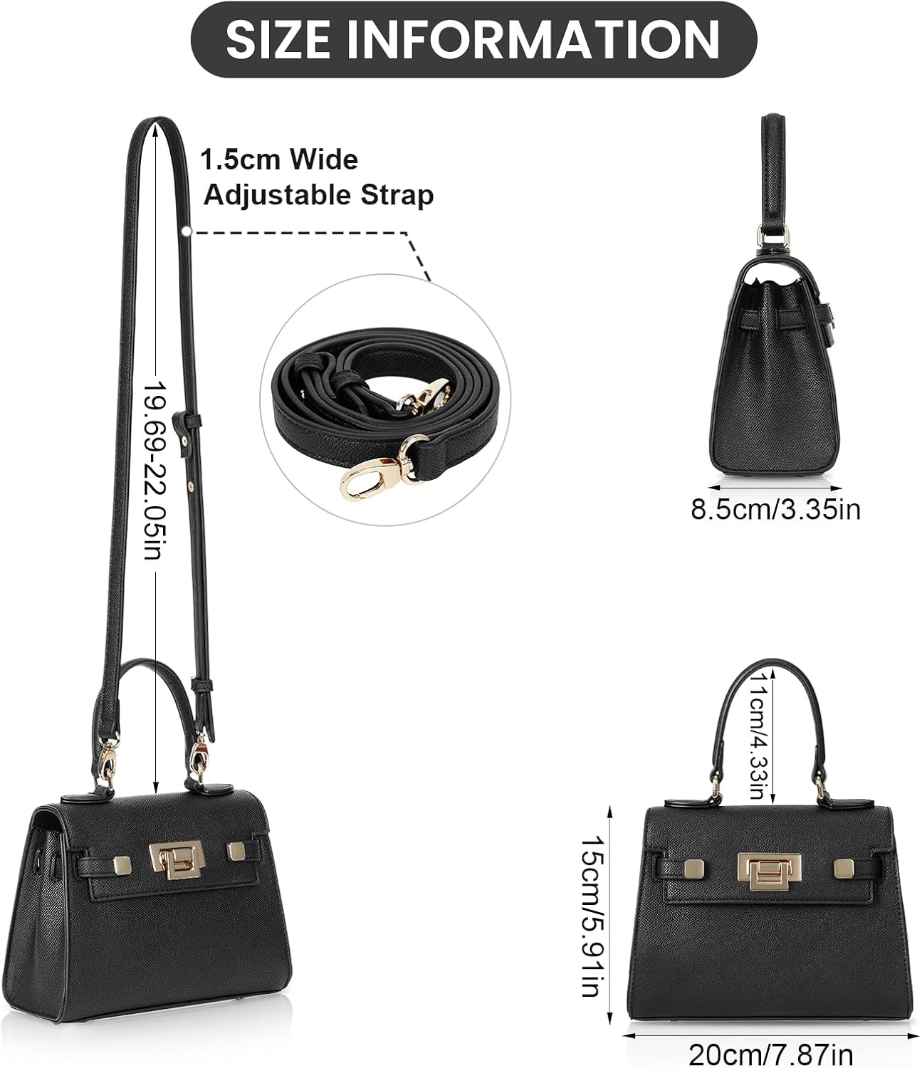 YFGBCX Mini Satchel Bag Top Handle Purse for Women Small Crossbody Bag Handbag Designer Purse with Detachable Strap - Image 6