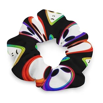 Spiral Hair Ties for Curly Hair Cool Trippy Aliens Pattern, Frizz-Free Coil Scrunchies, No-Dent Ponytail Holders to Define and Protect Curls