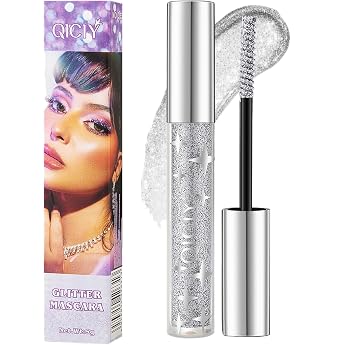 Glitter Mascara Eyelash Dyeing Glitter Coloured Mascara for Eyelashes Coloured Mascara Colourful Sparkling Silver for Party Wedding Music Festival
