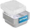 8x8 Disposable Aluminum Foil Pans with Clear Lids 20 Pack, Square Cake Pans, Small Food Containers for Roasting, Restaurants, Baking, Cooking, Heating, Buffets