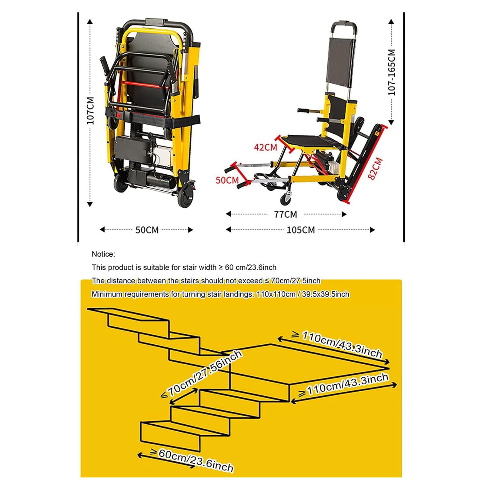 Handwagen-Treppensteiger elektrisch, elektrischer Raupen-Treppensteiger, manueller Treppensteiger-Rollstuhl für ältere Patienten, kann Treppen hoch- und runtergehen